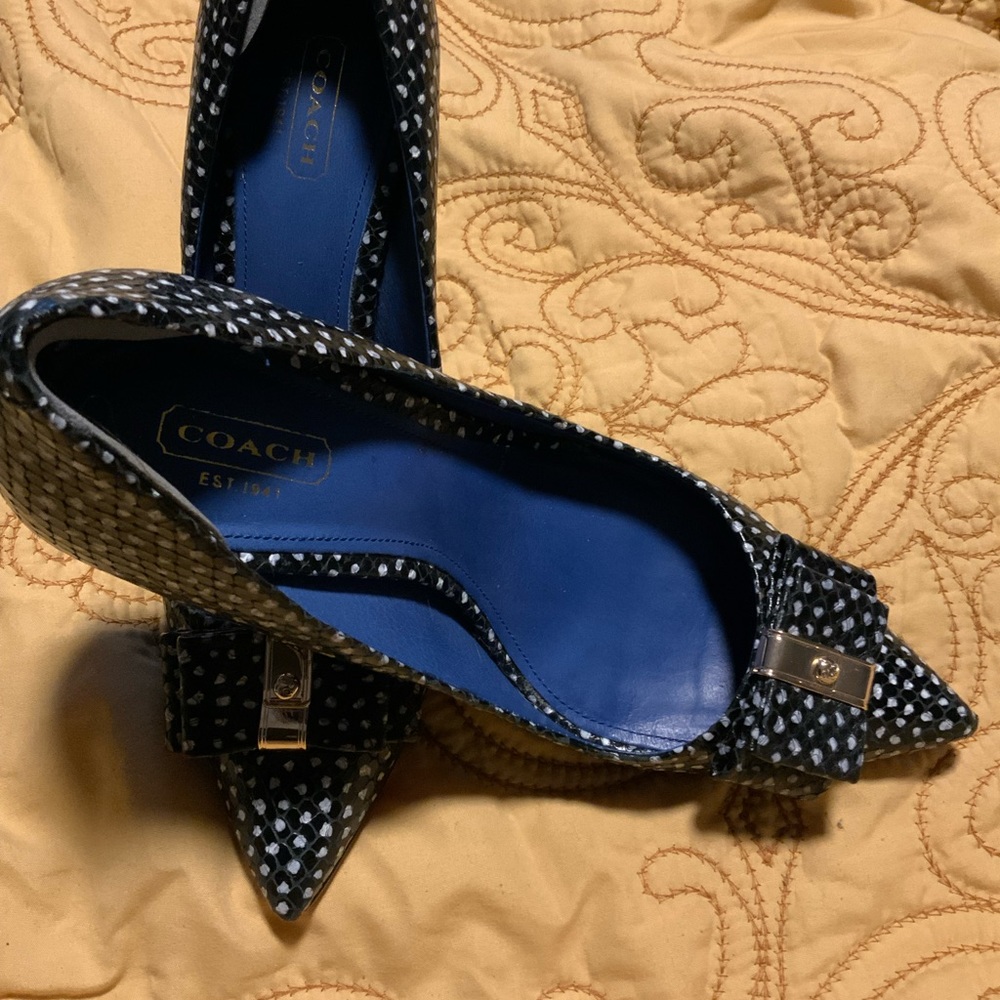 Black with white polka dot Coach shoes size 8.5